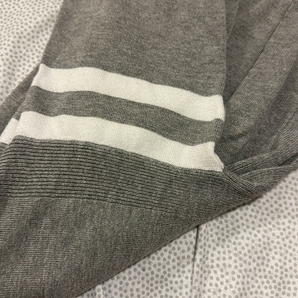 Grey off the shoulder sweater with white strips - Picture 2 of 2